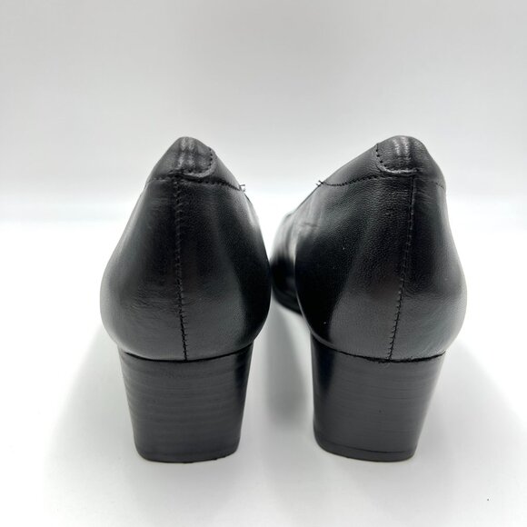 8N 8 NARROW WIDTH Clarks Womens Rosalyn Belle Black Leather Pumps Heels Shoes - Picture 6 of 13